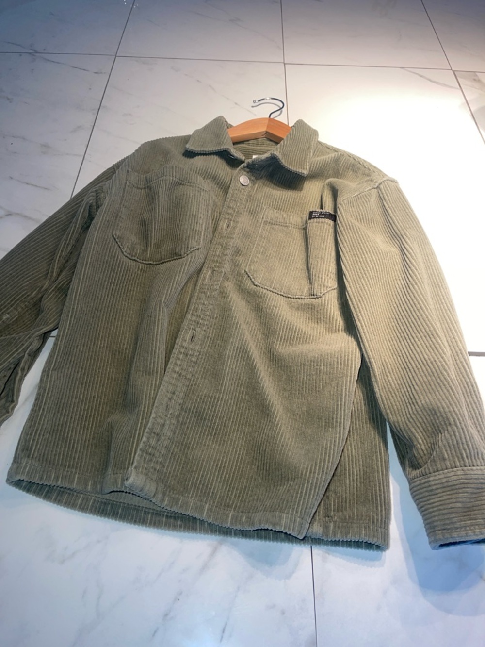 Zara Olive Green Corduroy Shirt Jacket